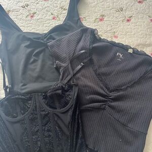 PacSun Black Crop Tops Set